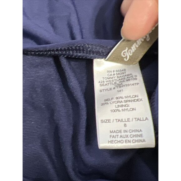 Tommy Bahama One Piece Swimsuit Size 8 Open Back Blue - Picture 5 of 8